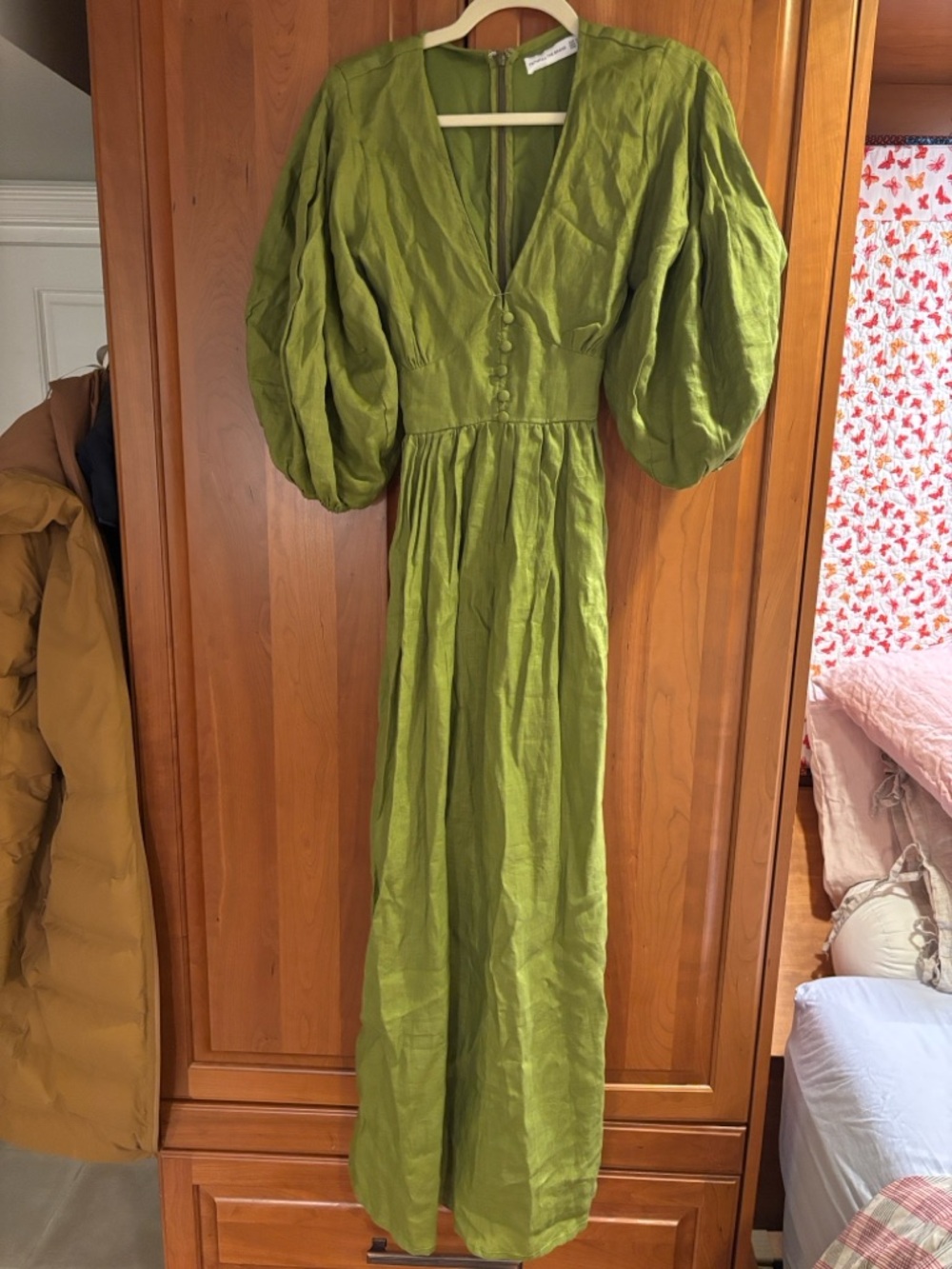 Faithfull the Brand Clemente green maxi linen dress